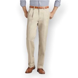 Mens NAUTICA Rigger Twill Classic Fit Khaki Double Pleated Cuffed Pants